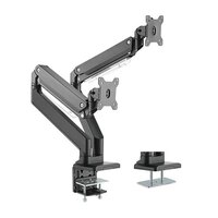 Brateck Dual Monitors Aluminum Heavy-Duty Gas Spring Monitor Arm Fit Most 17-35 Monitors Up to 15kg per screen VESA 75x75 100x100