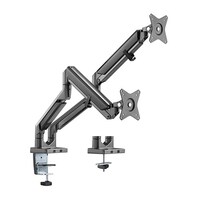 Brateck Dual Monitors Epic Gas Spring Aluminum Monitor Arm Fit Most 17 inch-32 inch Monitors Up to 9kg  screen VESA 75x75 100x100 Space Grey-LDT10
