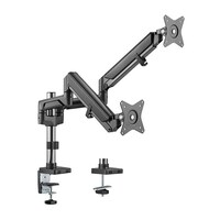 Brateck Dual Monitors Pole-Mounted Gas Spring Aluminum Monitor Arm Fit Most 17 inch-32 inch Monitors Up to 9kg per screen VESA 75x75 100x100 Space Gre
