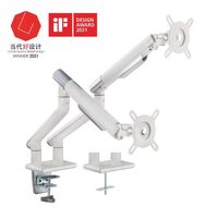 Brateck Dual Monitor Premium Slim Aluminum Spring-Assisted Monitor Arm Fix Most 17 inch-32 inch Monitor Up to 9kg per screen VESA 75x75 100x100 (White