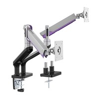 Brateck Dual Monitor Premium Aluminium Spring-Assisted Monitor Arm Fit Most 17 inch-32 inch  Flat Panel and Curved Monitors Up to 9kg per screen (Sliv