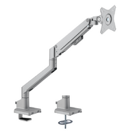 Brateck Single Monitor Thin Gas Spring Monitor Arm Fit Most 17 ft-32 ft Monitors, Up to 9kg per screen VESA 75x75 100x100 Matte Silver (LS)