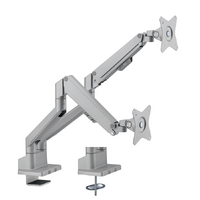 Brateck Dual Monitor Thin Gas Spring Monitor Arm Fit Most 17 ft-32 ft Monitors, Up to 9kg per screen VESA 75x75 100x100 Matte Silver (LS)