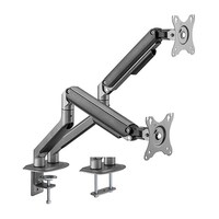 Brateck Dual Monitor Economical Spring-Assisted Monitor Arm Fit Most 17 inch-32 inch Monitors Up to 9kg per screen VESA 75x75 100x100 Space Grey