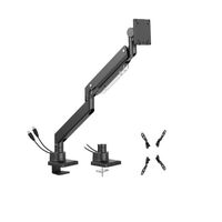 Brateck LDT80-C012UC SUPER HEAVY-DUTY GAS SPRING MONITOR ARM WITH USB-A AND USB-C PORTS For most 17 inch~57 inch Monitors Matte Black(New)