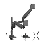 Brateck LDT80-C024UCP Matte Black Super Heavy-Duty Pole-Mounted Gas Spring Dual Monitor Arm with USB-A and USB-C Ports For most 24 ft-57 ft Monitors (