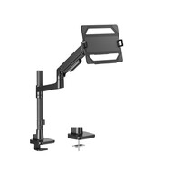 Brateck LDT81-C012P-ML-B POLE-MOUNTED HEAVY-DUTY GAS SPRING MONITOR ARM WITH LAPTOP HOLDER For most 17 inch~49 inch Monitors Fine Texture Black (new)