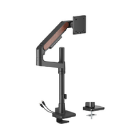 Brateck LDT81N-C012UCP Fusion Heavy-Duty Pole-Mounted Gas Spring Monitor Arm with USB-A USB-C Ports For most 17 ft~49 ft Monitors, Fine Texture Black(