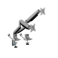Brateck LDT82-C024UC DUAL SCREEN HEAVY-DUTY GAS SPRING MONITOR ARM WITH USB PORTS For most 17 inch~35 inch Monitors Matte Silver(New)