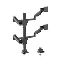 Brateck Modular Mechanical Spring Quad Monitor Arm with Sliders,  from 17 ft-40 ft, weight capacity (per flat screen) 11kg, 180 degree Rotation (Black