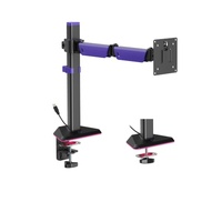 Brateck LDT89-C012L Articulating RGB Lighting Gaming Monitor Arm Matte Black, Fit Screen Size: 17 ft-40 ft Up to 12 KG