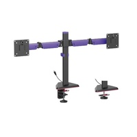 Brateck LDT89-C024L Matte Black Amethyst Articulating RGB Lighting Gaming Dual Monitor Arm, Fit Screen Size: 17 ft-32 ft (LS)