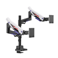 Brateck LDT95-C024UCP Atlas Neo Gaming Pole-Mounted Dual Monitor Arm with USB-A  USB-C Ports For most 24 ft~57 ft Monitors, Matte Black  White (New)