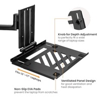 Brateck Adjustable Laptop Tray For Monitor Arms Fits12-17 inch  with standard 75x75 VESA plate