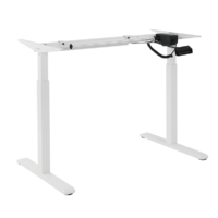 Brateck 2-Stage Single Motor Electric Sit-Stand Desk Frame with button Control Panel-White Colour (FRAME ONLY); Requires TP18075 for the Board