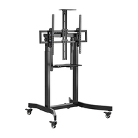 Brateck Deluxe Motorized Large TV Cart with Tilt Equipment Shelf and Camera Mount Fit 55 inch-100 inch Up to 120Kg - Black