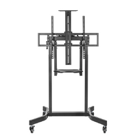 Brateck Deluxe Motorized Large TV Cart with Tilt, Equipment Shelf and Camera Mount Fit 55 ft-100 ft Up to 120kg- Matte Black