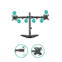 mbeat activiva Dual-Screen Articulating Monitor Arm with Free-Standing Desktop Base provides the perfect solution for ergonomic comfort and workspace