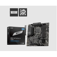MSI PRO B760M A WIFI ATX Motherboard, 4x DDR5~256GB, 2x HDMI,  2x PCI-E x 16, 2x M.2, 4x SATA, 6x USB 2.0  1 USBx C
