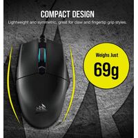 Corsair Katar PRO Ultra Light Weight 69g Wheel RGB ICUE Software Quik Strike Buttons12k DPI Compact symetric Shape Gaming Mice