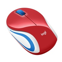 Logitech M187 Wireless Mouse Mini 3 Button USB Receiver Colour: Red