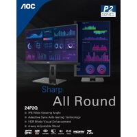 AOC 23.8 inch IPS 4ms USB 3.0 Hub Business FHD Monitor HDR Mode VGA HDMI DP Adaptive Sync Low Blue Speaker x2  VESA100mm 4 Way Adjustable Stand.