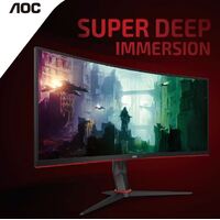AOC 34 inch Curved 3440 x 1440 21:9 1ms HDR Ultra Fast 144Hz Panel Adaptive Sync HDMI: 2.2 DisplayPort: 2.2 Gaming Monitor (EOL)