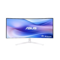 ASUS VU34WCIP-W 34 ft Eye Care Monitor, WQHD (3440x1440), 1500R Curvature, Frameless, 100Hz, Air Ionizer, SmoothMotion, Eye Care Plus technology, USB-
