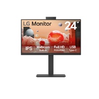 LG 24 ft IPS FHD Webcam, USB-C (PD65w), RJ45 100Hz 5ms 1920 x 1080, FreeSync 16:9 Tilt Height Swivel Pivot (Bi-direction) adjustable stand, 3yrs Monit