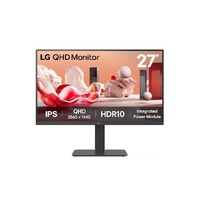 LG 27 ft QHD IPS Monitor, 2560x1440, HDR10, 99pct sRGB, 75¯Hz, integrated power, adjustable stand (tilt height swivel pivot), Flicker Safe  Reader Mod