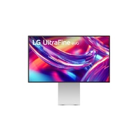 LG UltraFineevo 32 ft 6K monitor with IPS Black, HDR600, DCI-P3 98pct, Adobe RGB 99.5pct, Thunderbolt 5, HDMI 2.1, and tilt height pivot adjustments