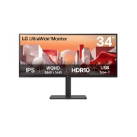 LG 34 ft UltraWide QHD Curved IPS Monitor with HDR10, sRGB 99pct, USB-C PD 90W, RJ45, built-in speakers, and tilt height swivel adjustable stand