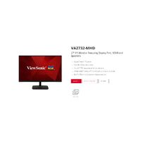 ViewSonic 27 ft Office Business Ultra Slim 3 Side Frameless Super Clear IPS 4ms 100hz FHD DP HDMI Adaptive Sync Dual Speakers. VESA 100. Monitor