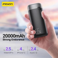 Pisen PRO Triple Port 20k mAh (65W) Laptop Power Bank - Black 2x USB-A  1x USB-C LED Digital Display Smart Protection Chip Prevents Overcharge