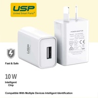 USP 10W USB-A Fast Wall Charger White - Intelligent Chip Smart Charging Output Voltage DC5V 3A Output Current 2A max Charge Your Phones  Tablets