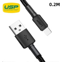 USP BoostUp Lightning to USB-A Cable (20cm) Black - Quick Charge  Connect 2.4A Rapid Charge Durable Nylon Weaving Apple iPhone iPad MacBook