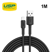 USP BoostUp Lightning to USB-A Cable (1M) Black - Quick Charge  Connect 2.4A Rapid ChargeDurable  ReliableNylon WeavingApple iPhone iPad MacBook