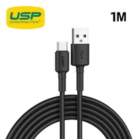 USP BoostUp Braided USB-C to USB-A Cable (1M) Black -3A Fast  Safe ChargeStrong  DurableSamsung GalaxyApple iPhoneiPadMacBookGoogleOPPONokia