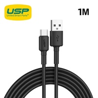 USP BoostUp Braided USB-C to USB-A Cable (1M) Black -3A Fast  Safe ChargeStrong  DurableSamsung GalaxyApple iPhoneiPadMacBookGoogleOPPONokia