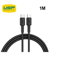 USP BoostUp Braided USB-C to USB-C Cable (1M) Black -3A Fast  Safe ChargeStrong  DurableSamsung GalaxyApple iPhoneiPadMacBookGoogleOPPONokia