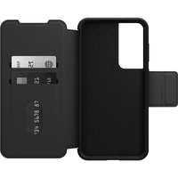 OtterBox Strada Samsung Galaxy S23 5G (6.6 inch) Case Black - (77-91177) DROP 3X Military Standard Leather Folio Cover Card Holder Raised Edges