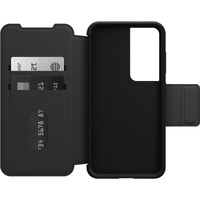 OtterBox Strada Samsung Galaxy S23 5G (6.1 inch) Case Black - (77-91181) DROP 3X Military Standard Leather Folio Cover Card Holder Raised Edges