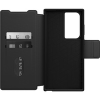 OtterBox Strada Samsung Galaxy S23 Ultra 5G (6.8 inch) Case Black - (77-91185) DROP 3X Military Standard Leather Folio Cover Card Holder Raised Edges