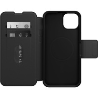 OtterBox Strada MagSafe Apple iPhone 15 Plus (6.7 inch) Case Shadow (Black) - (77-93564) DROP 3X Military StandardLeather Folio CoverCard Holder