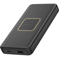 OtterBox Fast Charge Wireless Power Bank 10K mAh - Black (78-80639) Dual Ports (USB-C 18W  USB-A 18W) 10W QI Wireless 15cm USB-C Cable Sleek