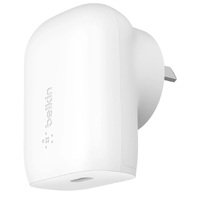 Belkin BoostCharge USB-C PD 3.0 PPS Wall Charger 30W - White(WCA005auWH),Dynamic Power Delivery,Compact, Fast & Travel Ready,Slim and Flat Design,2YR