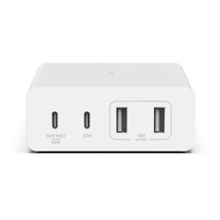 Belkin BoostCharge Pro 4-Port GaN Charger 108W - White(WCH010auWH) 2xUSB-C  2xUSB-A2M CableIntelligent and Fast ChargerCompact Laptop Charger2YR