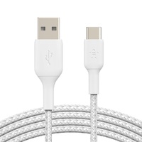 Belkin BoostCharge Braided USB-C to USB-A Cable (1m 3.3ft) - White (CAB002bt1MWH)480Mbps10K bendSamsung GalaxyiPadMacBookGoogleOPPONokia2YR