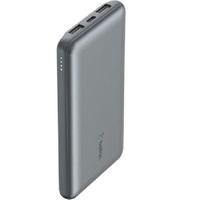 Belkin BoostCharge Power Bank 10K (3 Port) - Space Grey (BPB011btGY),2xUSB-A (12W),1xUSB-C (15W),USB-C to USB-A Cable,15W Total Power,2 Years Warranty