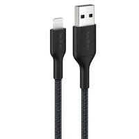 Belkin BoostCharge Pro Braided Lightning to USB-A Cable (2M) - Black (CAA020FQ2MBK), 15W, 480MBPS, 350K Bends, iPhone,MFI-Certified, 2 Years Warranty